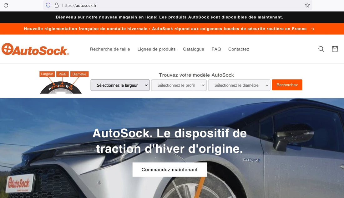 New French Online Store at autosock.fr available