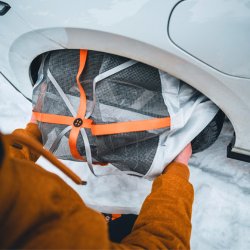 Montering av AutoSock på fordekk