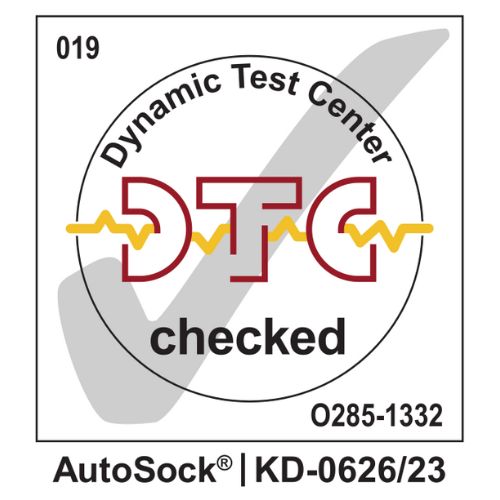 Logo AutoSock overholder de sveitsiske snøkjedeforskriftene