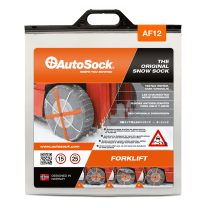 AutoSock snøsokker produktemballasje for gaffeltrucker (foran) AF12