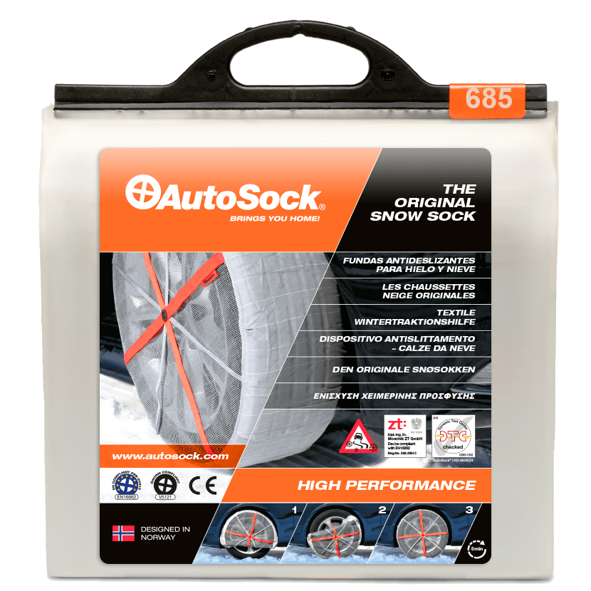 Product Packaging of AutoSock HP 685 HP685 for passenger cars and light commercial vehicles (front view)